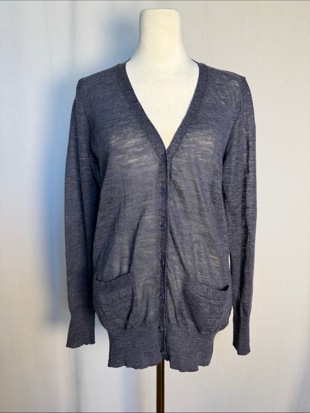NEW J Crew Women's Linen Blend Lightweight Navy V-Neck Cardigan Sweater Size XS